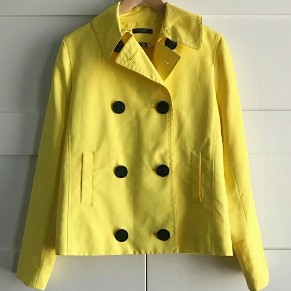 Chaps yellow trench coat in size small